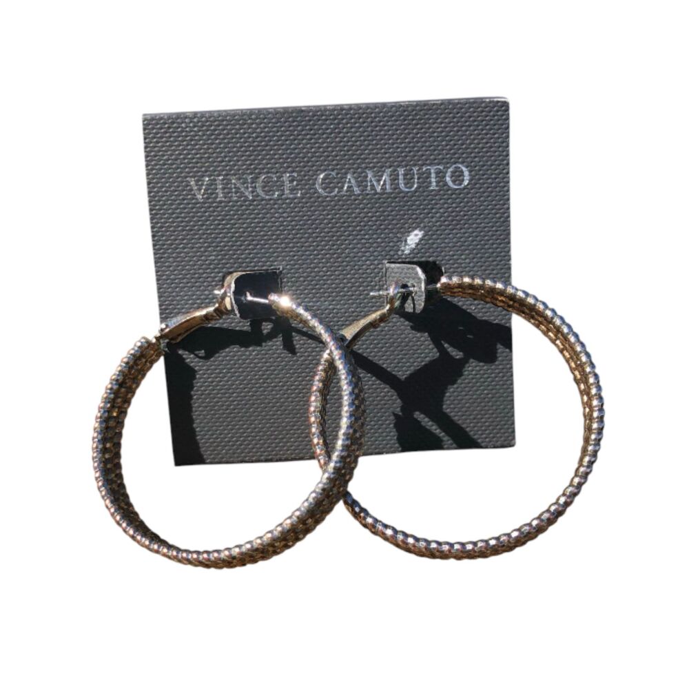 Vince Camuto Studded Mixed Metal Toned Closed Hoops